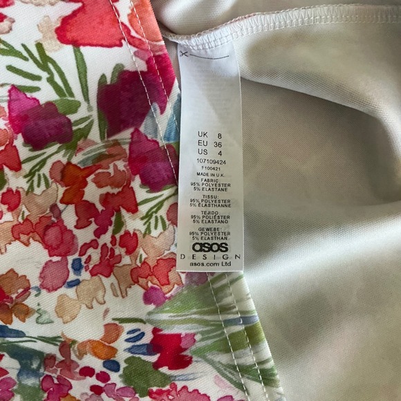 ASOS DESIGN Floral Strapless Ruffle Wrap Midi Dress Women 4 - Picture 5 of 11